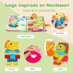 Carte senzoriala educativa Montessori „Mr. Dino Goes Home” – Busy Book interactiva pentru copii, cu activitati motrice, personaje detasabile si jocuri educative - imagine 11