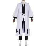 Costum Cosplay Jūshirō Ukitake – Bleach, Kimono Alb cu Pantaloni si Centura - imagine 2