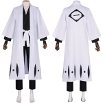 Costum Cosplay Jūshirō Ukitake – Bleach, Kimono Alb cu Pantaloni si Centura