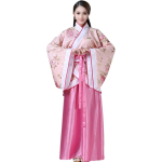 Costum Traditional Chinezesc Hanfu pentru Femei – Bluza Kimono cu Flori si Fusta Lunga Roz, marime universala - imagine 4