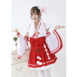 Costum fete Cosplay Hatsune Miku – Varianta Shrine Maiden Japoneza cu Peruca Inclusa - imagine 2