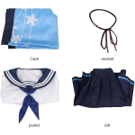 Costum Anime Cosplay Kiryuu Kikyou – Blue Archive, Uniforma cu Kimono Albastru si Urechi - imagine 4