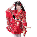 Costum Cosplay Kimono Japonez rosu cu centura - imagine 5