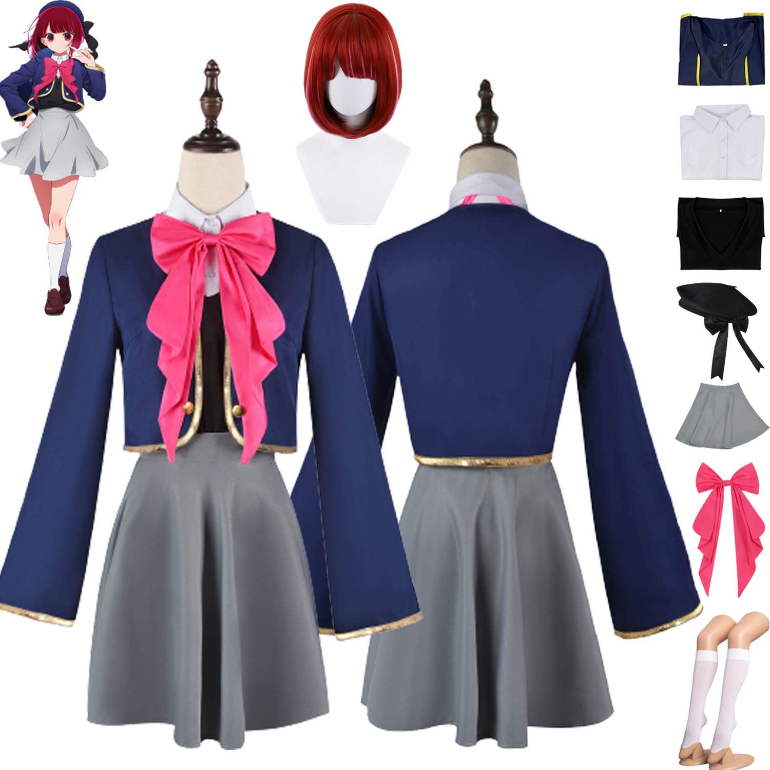 61sBo9SLOSL Costum Cosplay Ruby Hoshino – Oshi no Ko, Uniforma Completa cu Peruca Rosie, Arima Kana - imagine 1