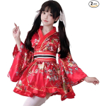 Costum Cosplay Kimono Japonez rosu cu centura