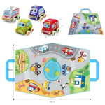 Set interactiv Covoras de Joaca Pliabil cu Trasee, Oras si 4 Masinute, Portabil, Educational pentru Copii - imagine 2