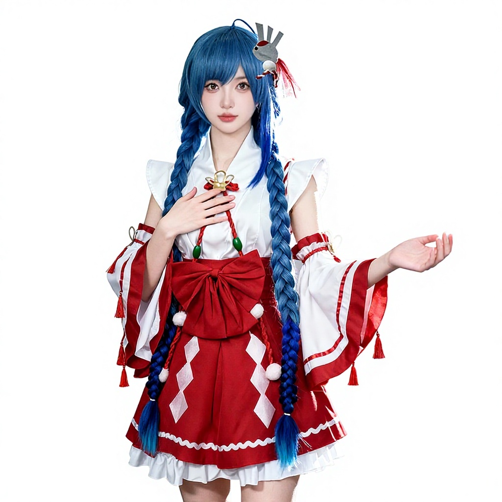 H3cd751217bfc480a84f1c0a9dfa00c67K Costum fete Cosplay Hatsune Miku – Varianta Shrine Maiden Japoneza cu Peruca Inclusa - imagine 1