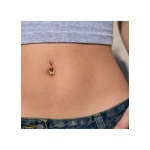 Piercing pentru buric din Titan ASTM F136, argintiu, cu cristale zirconia, model coroana eleganta– 1.6 × 10 mm - imagine 8