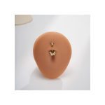 Piercing pentru buric din Titan ASTM F136, argintiu, cu cristale zirconia, model coroana eleganta– 1.6 × 10 mm - imagine 7