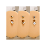 Piercing pentru buric din Titan ASTM F136, argintiu, cu cristale zirconia, model coroana eleganta– 1.6 × 10 mm - imagine 9