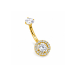 Piercing pentru buric din Titan ASTM F136, auriu cu cristale zirconia, model cerc stralucitor elegant – 1.6 × 10 mm - imagine 4