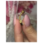 Piercing pentru buric din Titan ASTM F136, argintiu, cu cristale zirconia, model coroana eleganta– 1.6 × 10 mm - imagine 5