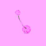 Piercing pentru buric din Titan ASTM F136, argintiu, cu cristale zirconia roz, model dublu cristal– 1.6 × 10 mm - imagine 3