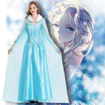 Rochie Elsa pentru Femei – Costum de Printesa cu Pelerina si Guler din Blanita - imagine 6