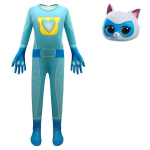 Costum SuperKitties Sparks pentru Copii, Turcoaz, Salopeta cu Masca de Pisicuta - imagine 5
