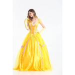 Rochie Belle pentru Femei – Costum de Printesa Galben cu Manusi Elegante - imagine 7