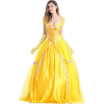 Rochie Belle pentru Femei – Costum de Printesa Galben cu Manusi Elegante - imagine 3