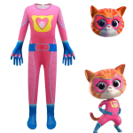Costum SuperKitties Bitsy pentru Copii, Roz si Albastru, Salopeta cu Masca de Pisicuta