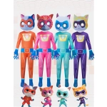 Costum SuperKitties Bitsy pentru Copii, Roz si Albastru, Salopeta cu Masca de Pisicuta - imagine 4