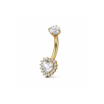 Piercing pentru Buric Inima cu Zirconii – Titan ASTM F136, Auriu– 1.6 × 10 mm - imagine 3