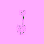 Piercing pentru Buric cu Inimi dini Zirconii – Titan ASTM F136, Argintiu– 1.6 × 10 mm