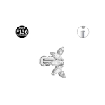 Piercing din Titan ASTM F136 cu Design Frunze si Zirconii, Argintiu– 1, 2 x 8 mm - imagine 2