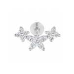 Piercing din Titan ASTM F136 cu Design Floral si Zirconii, Argintiu – 1, 2 x 8 mm