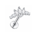 Piercing din Titan ASTM F136 cu Design Coroana si Zirconii, Argintiu– 1, 2 x 8 mm - imagine 2