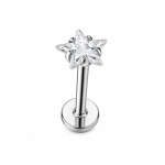 Piercing din Titan ASTM F136 cu Stea si Zirconiu, Argintiu– 1, 2 x 8 mm - imagine 3