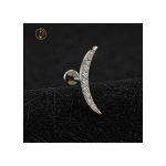 Piercing din Titan ASTM F136 Semiluna cu Zirconii, Argintiu– 1, 2 x 8 mm - imagine 4