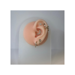 Piercing din Titan ASTM F136 Auriu cu Design Frunze si Zirconii, Auriu– 1, 2 x 8 mm - imagine 10