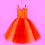 Costum Fete Zana Toamnei – Rochie Portocalie cu Floarea-Soarelui si Bentita - imagine 5