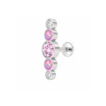Piercing din Titan ASTM F136 cu Zirconii Roz si Transparente, Argintiu– 1, 2 x 8 mm - imagine 4