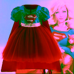 Costum Supergirl Fete – Rochie Supereroina Rosu-Albastru cu Pelerina