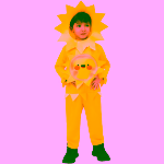 Costum Soare pentru Copii, Galben, cu Coronita si Decoratiune Soare, Serbare si Carnaval