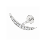 Piercing din Titan ASTM F136 Semiluna cu Zirconii, Argintiu– 1, 2 x 8 mm - imagine 3