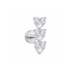 Piercing din Titan ASTM F136 cu Trei Inimi din Zirconiu, Argintiu– 1, 2 x 8 mm - imagine 10