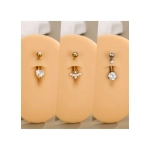 Piercing pentru Buric Inima cu Zirconii – Titan ASTM F136, Auriu– 1.6 × 10 mm - imagine 9