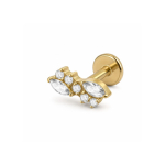 Piercing din Titan ASTM F136 cu Design Frunze si Zirconii, Auriu– 1, 2 x 8 mm - imagine 5