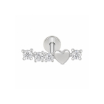 Piercing din Titan ASTM F136 cu Inima si Zirconii, Argintiu– 1, 2 x 8 mm - imagine 5