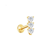 Piercing din Titan ASTM F136 cu Trei Inimi din Zirconiu, Auriu– 1, 2 x 8 mm - imagine 4