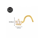 Piercing pentru Nas Coronita cu Zirconii, Titan ASTM F136, Auriu – 3, 5 x 3, 7 mm - imagine 6