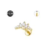 Piercing din Titan ASTM F136 cu Design Coroana si Zirconii, Auriiu– 1, 2 x 8 mm - imagine 11