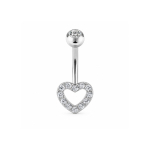 Piercing pentru Buric Inima cu Zirconii – Titan ASTM F136, Argintiu– 1.6 × 10 mm - imagine 3
