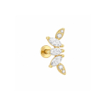 Piercing din Titan ASTM F136 cu Design Frunze si Zirconii, Auriu– 1, 2 x 8 mm - imagine 3