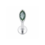 Piercing din Titan ASTM F136 Auriu cu Zirconiu Verde Marquise, Argintiu– 1, 2 x 8 mm - imagine 3