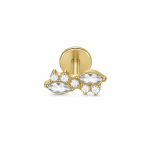 Piercing din Titan ASTM F136 cu Design Frunze si Zirconii, Auriu– 1, 2 x 8 mm - imagine 4