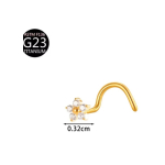 Piercing pentru Nas Floare cu Zirconii, Titan ASTM F136, Auriu – 3, 2 mm - imagine 3