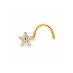 Piercing pentru Nas Floare cu Zirconii, Titan ASTM F136, Auriu – 3, 2 mm - imagine 5