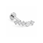 Piercing din Titan ASTM F136 cu Inima si Zirconii, Argintiu– 1, 2 x 8 mm - imagine 4